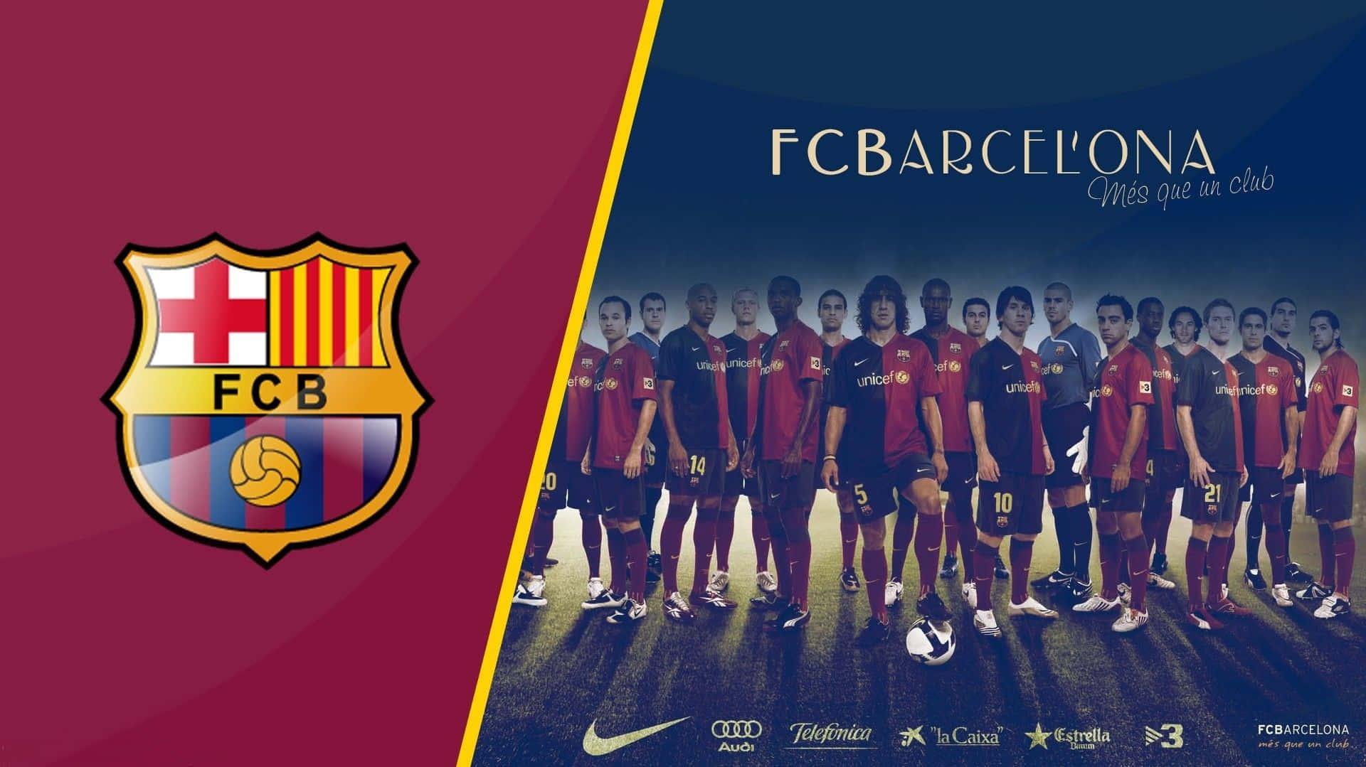 Fc Barcelona Logo And Team Desktop Wallpaper
