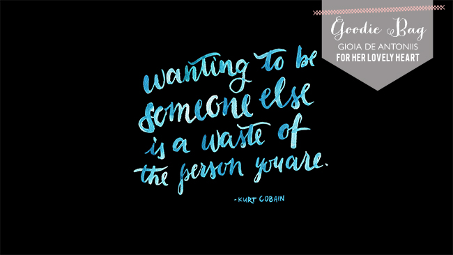 Kurt Cobain quote wallpaper hand lettered for Her Lovely Heart by
