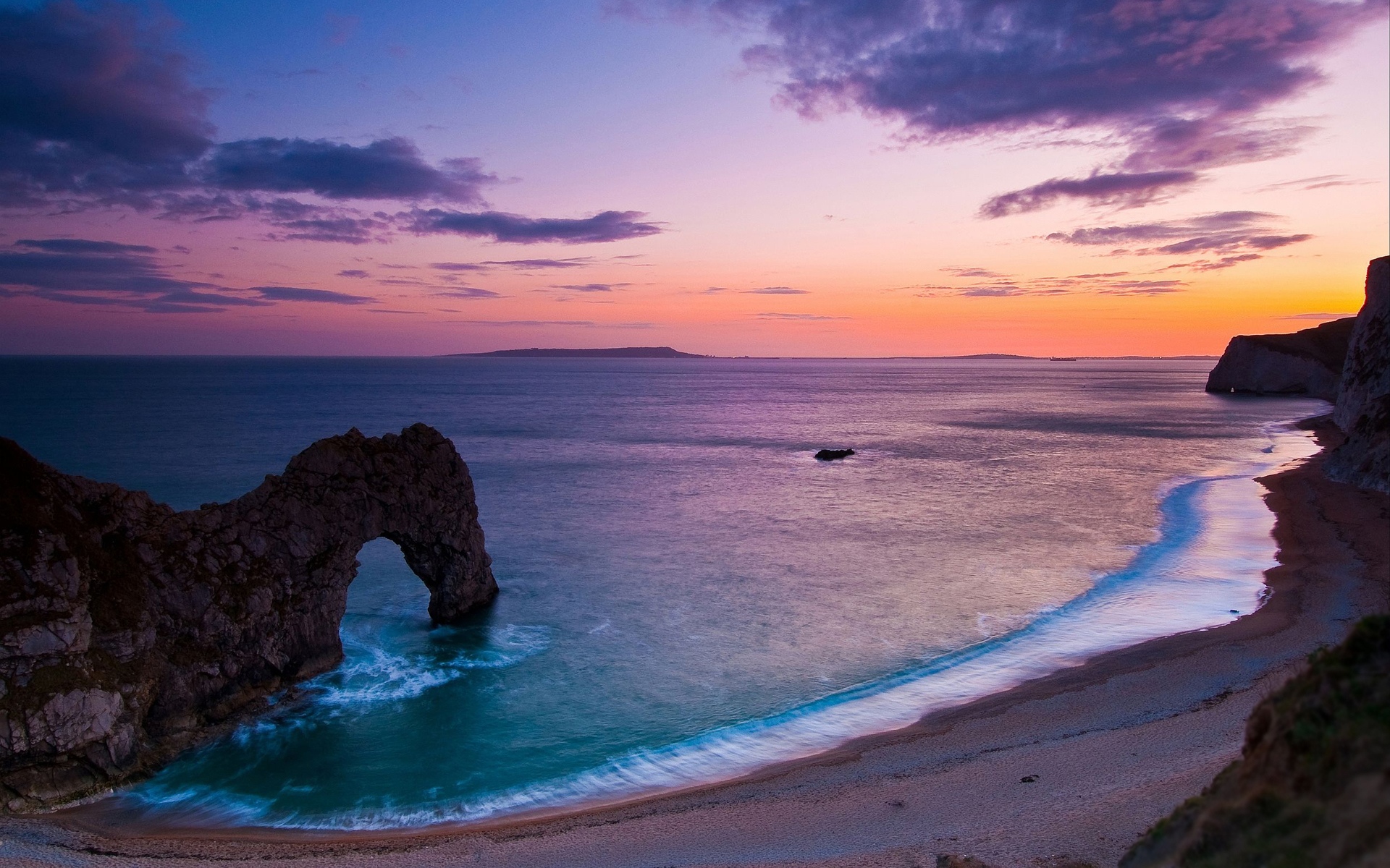 Beach Landscape Pebbles Sunset Rock Evening Widescreen Background