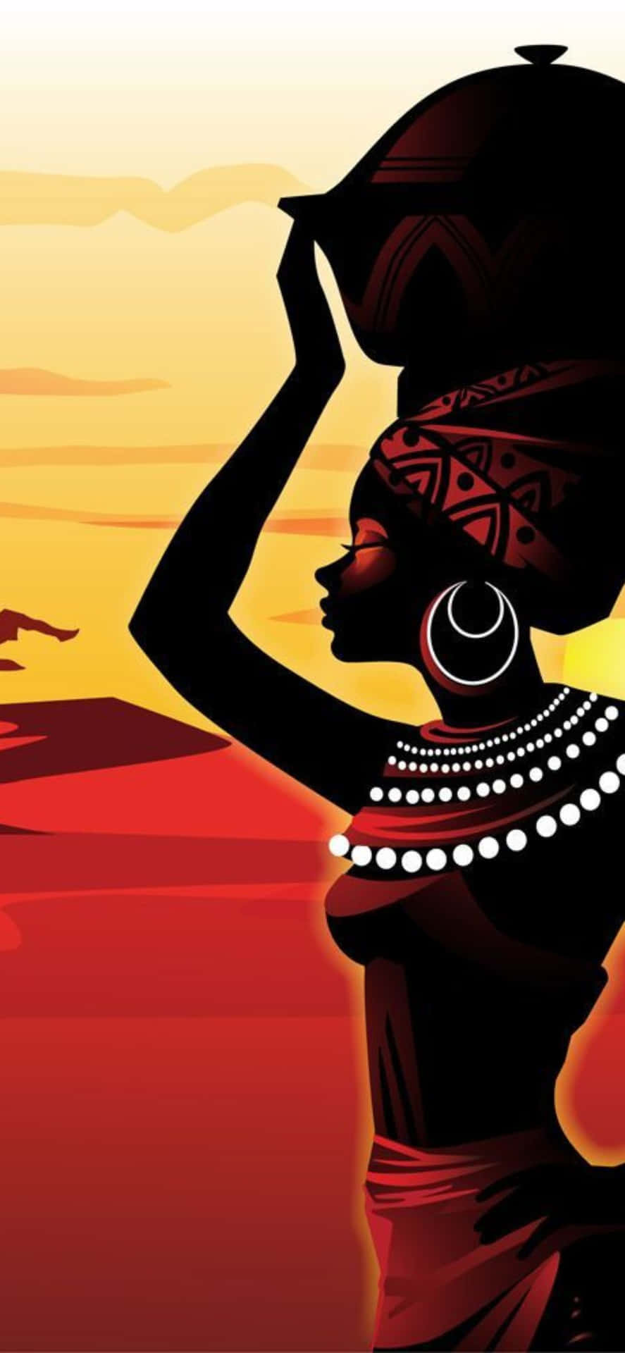 African Woman With Basket Wallpaper