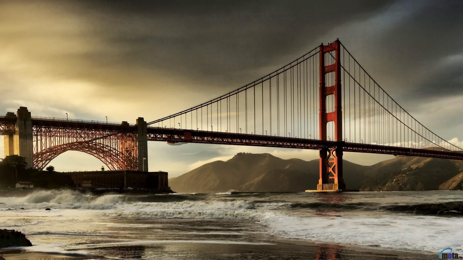 Download Wallpaper Golden Gate Bridge at Dusk San