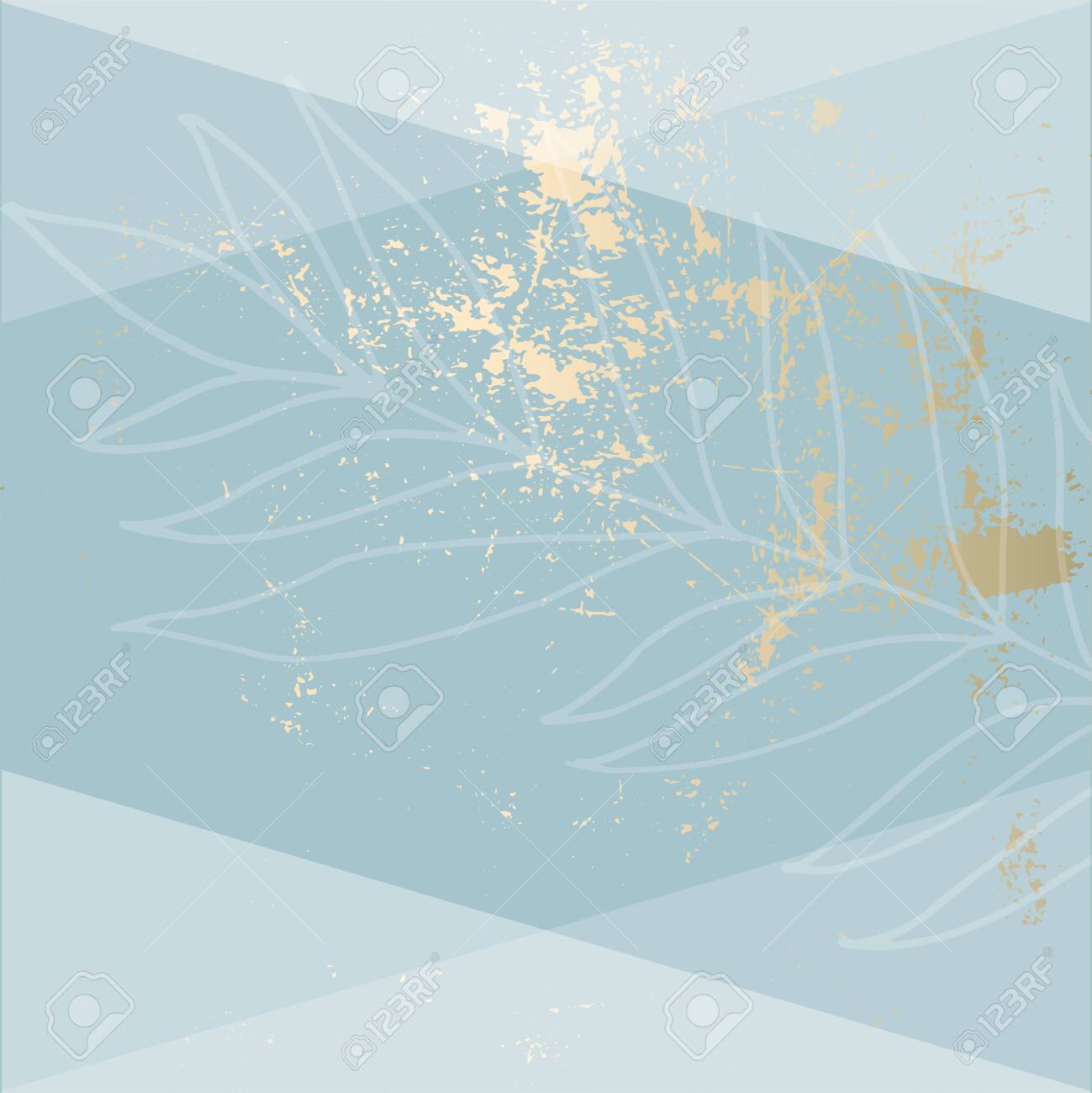 Abstract Floral Pastel Dusty Blue Gold Background Chic Trendy