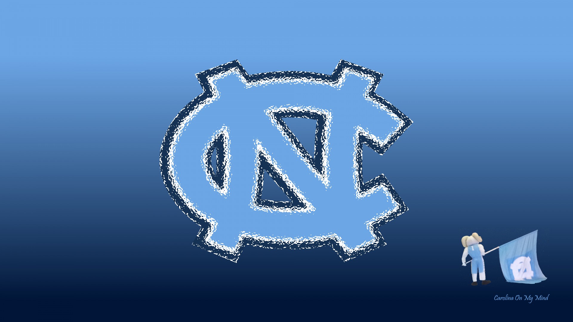 UNC Wallpaper   Glass NC with Rameses and Flag on Blue Gradient 1920 x