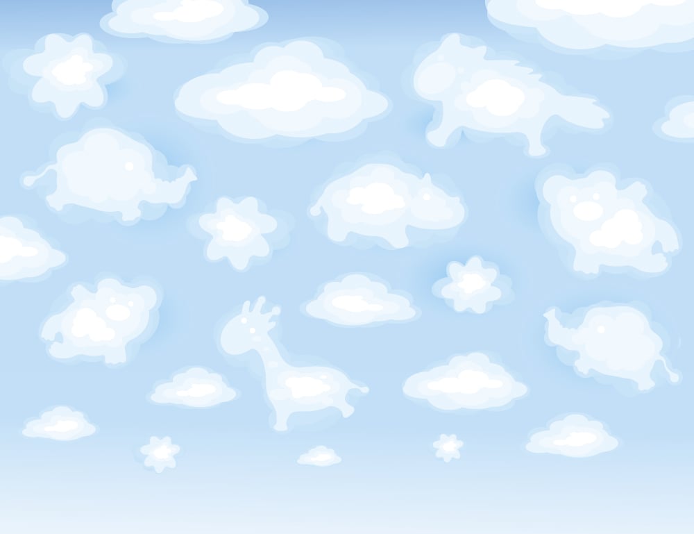 Fluffy Clouds In The Shapes Of Animals Childrens Wall Mural ohpopsi