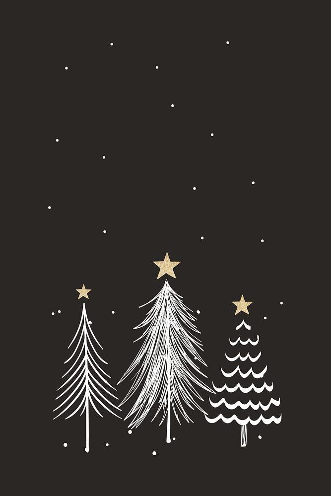 Cute Christmas Tree Sticker Hand Drawn Doodle In White Vector