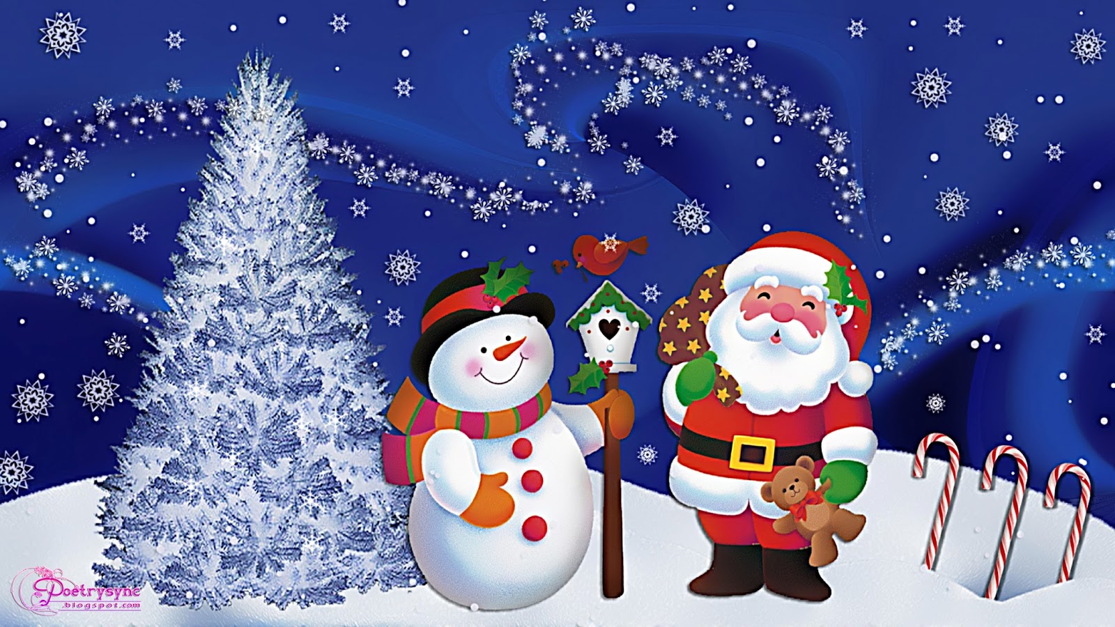 Christmas Wishes And Greetings Wallpaper With Santa Claus
