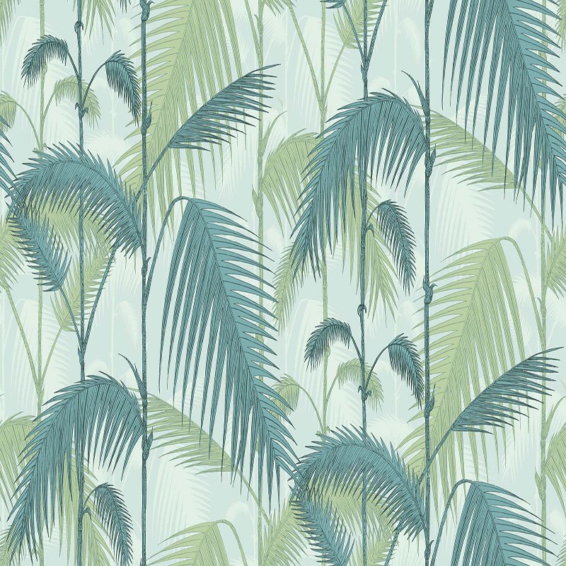 Cole And Son Palm Jungle Print Room Blue Mint Wallpaper Off