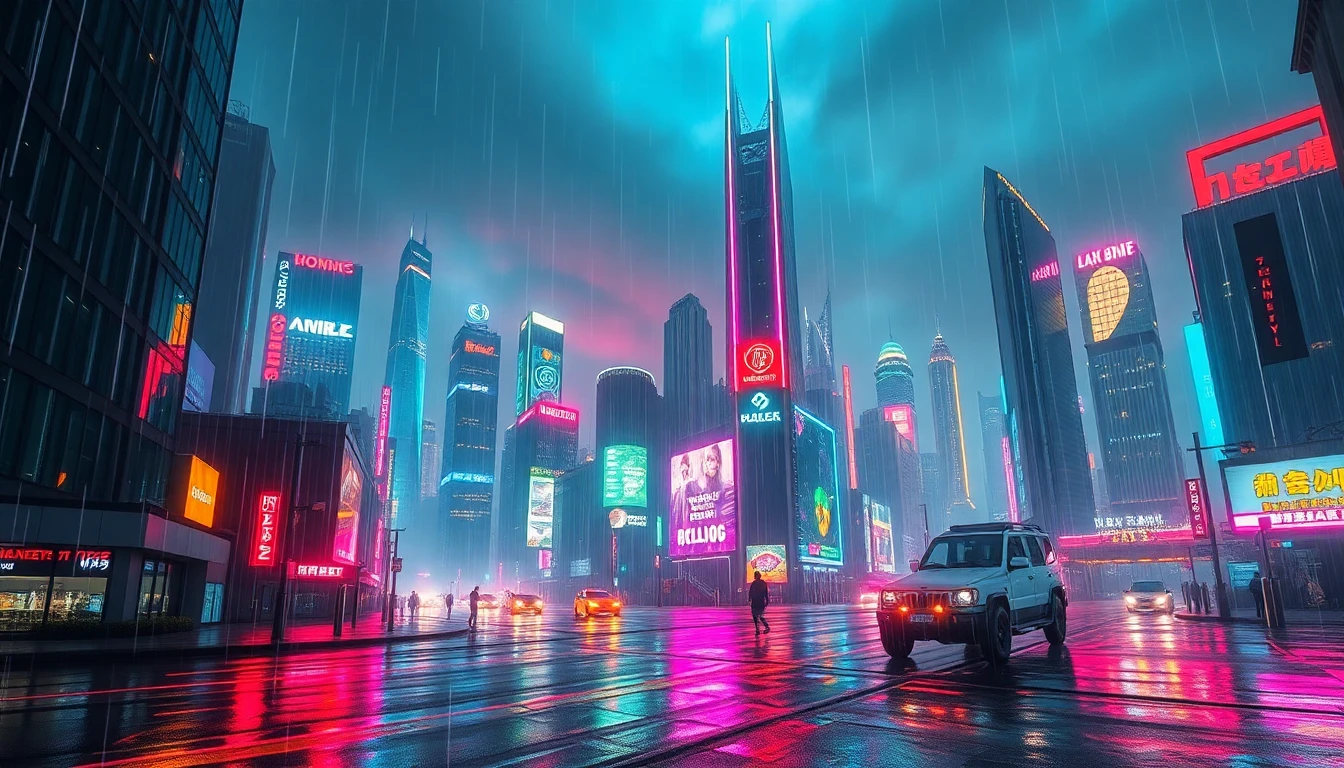 4k Neon Rain Wallpaper