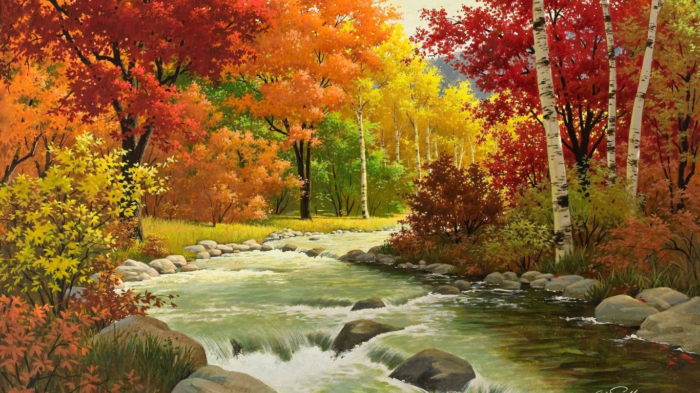 Desktop Wallpaper Beautiful Autumn Landscape Of Birch