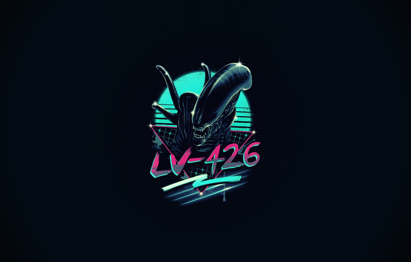 Wallpaper Minimalism Stranger Art 80s Alien Neon Xenomorph