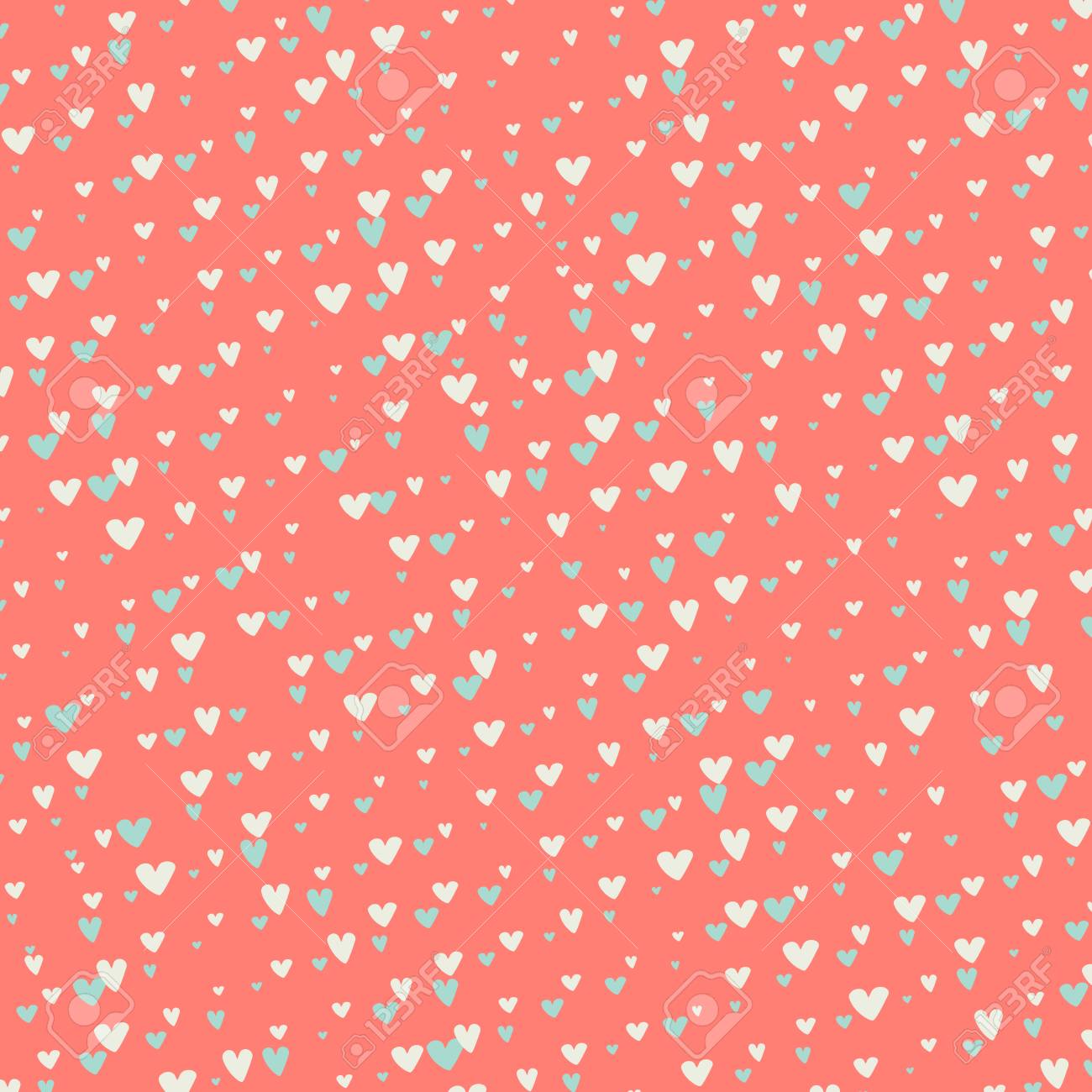 Cute Romantic Pattern With Doodle Hearts Scrapbooking Background