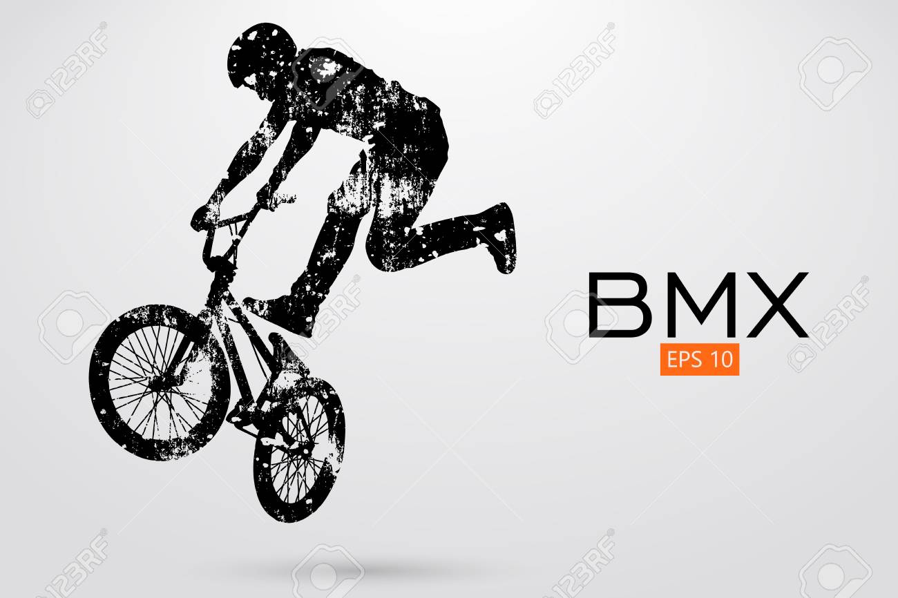 Silhouette Of A Bmx Rider Background And Text On Separate