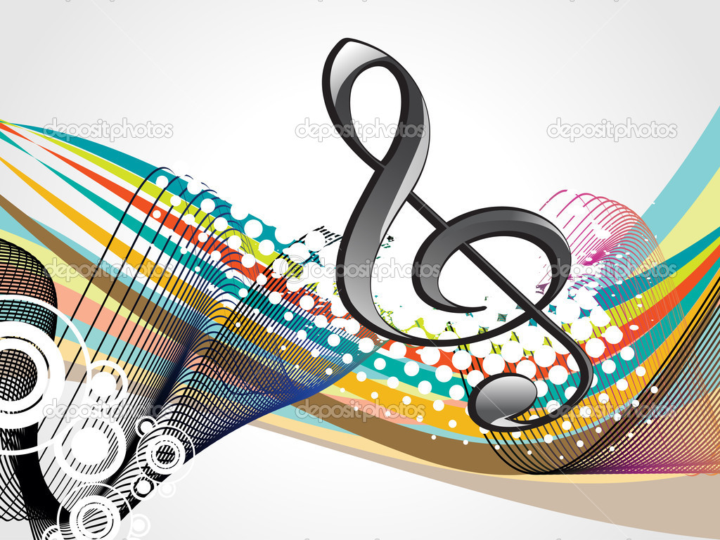 Colorful Music Notes Musical With Background Stock