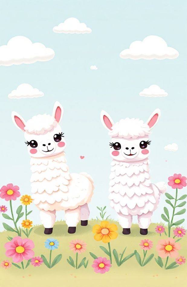 Kawaii Llama Wallpaper