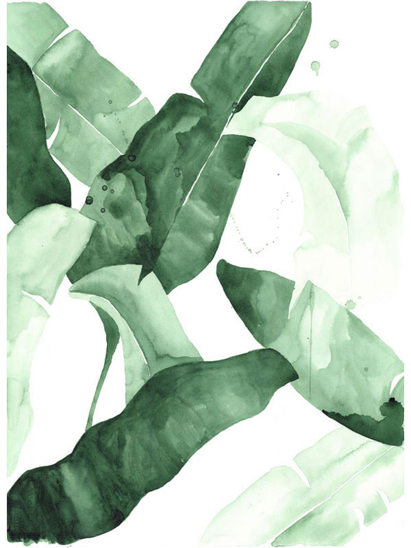 beverly banana leaf tropical watercolor print green leaves the aestate 600x800