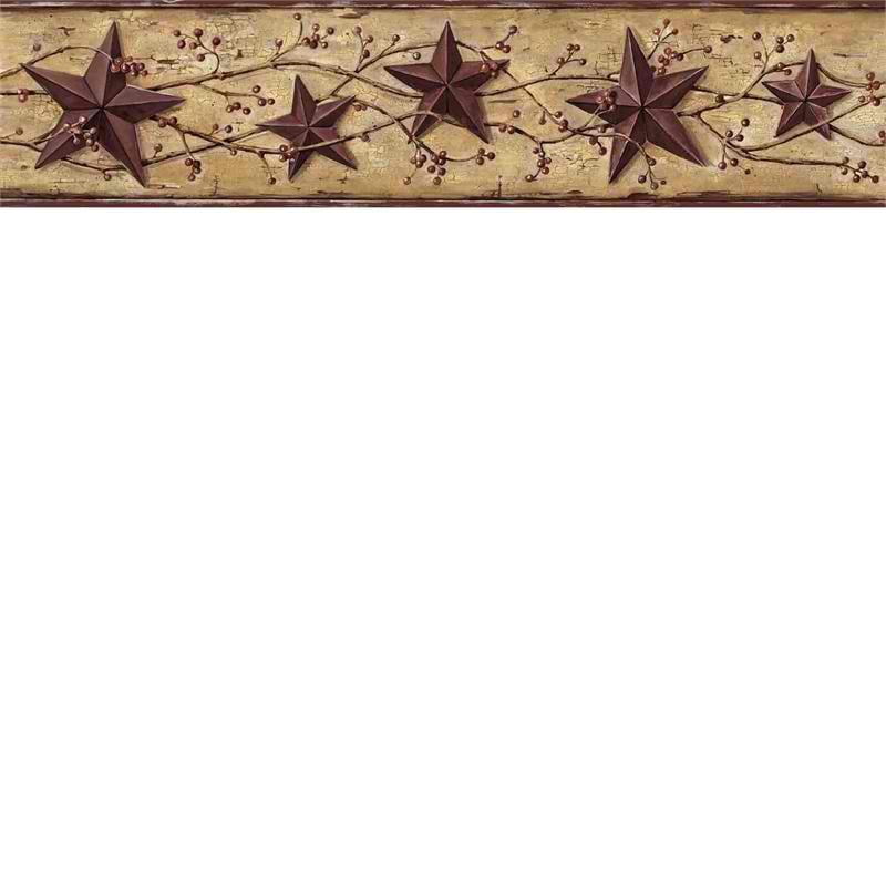 Tan Heritage Tin Star Wallpaper Border   Rustic Country Primitive 800x800