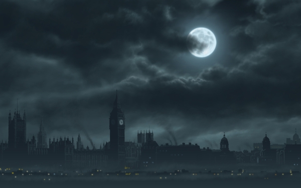 Clouds Cityscapes Dark Night Moon London Big Ben Artwork Rendering