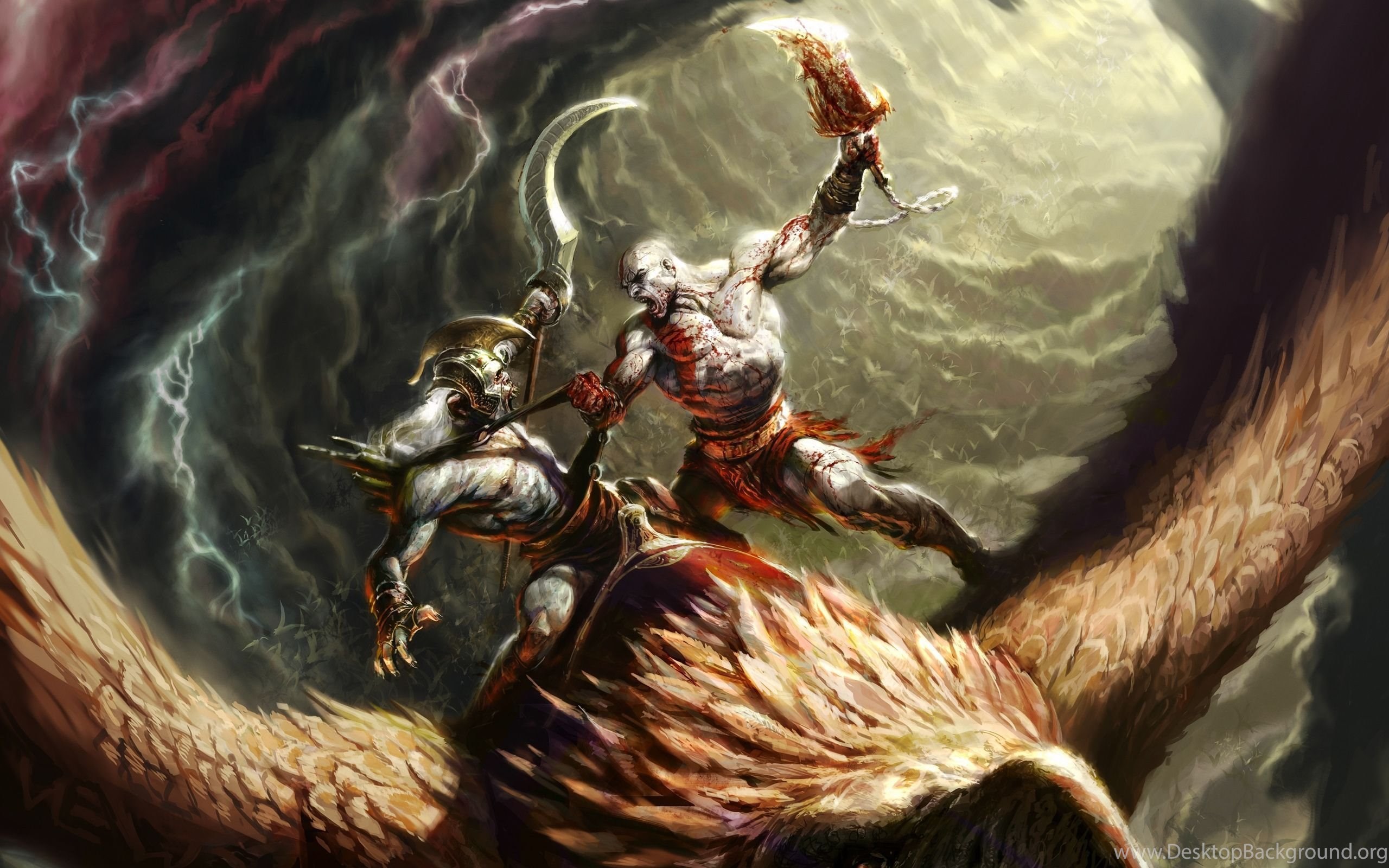 God Of War Kratos Vs Zeus Wallpaper Desktop Background