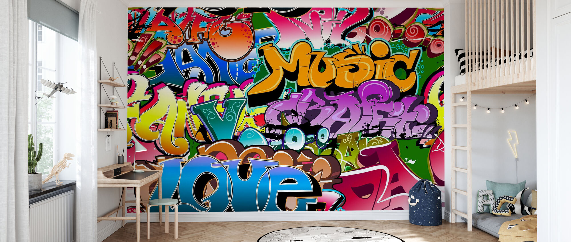Music Love Graffiti Made To Measure Wall Mural Photowall
