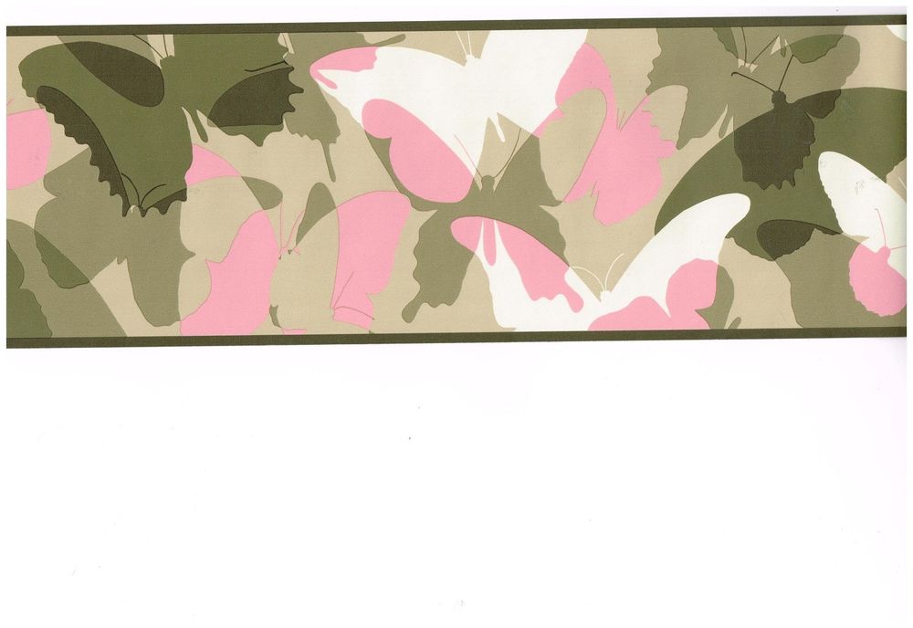 Pink and Green Camo Butterfly Wallpaper Border eBay
