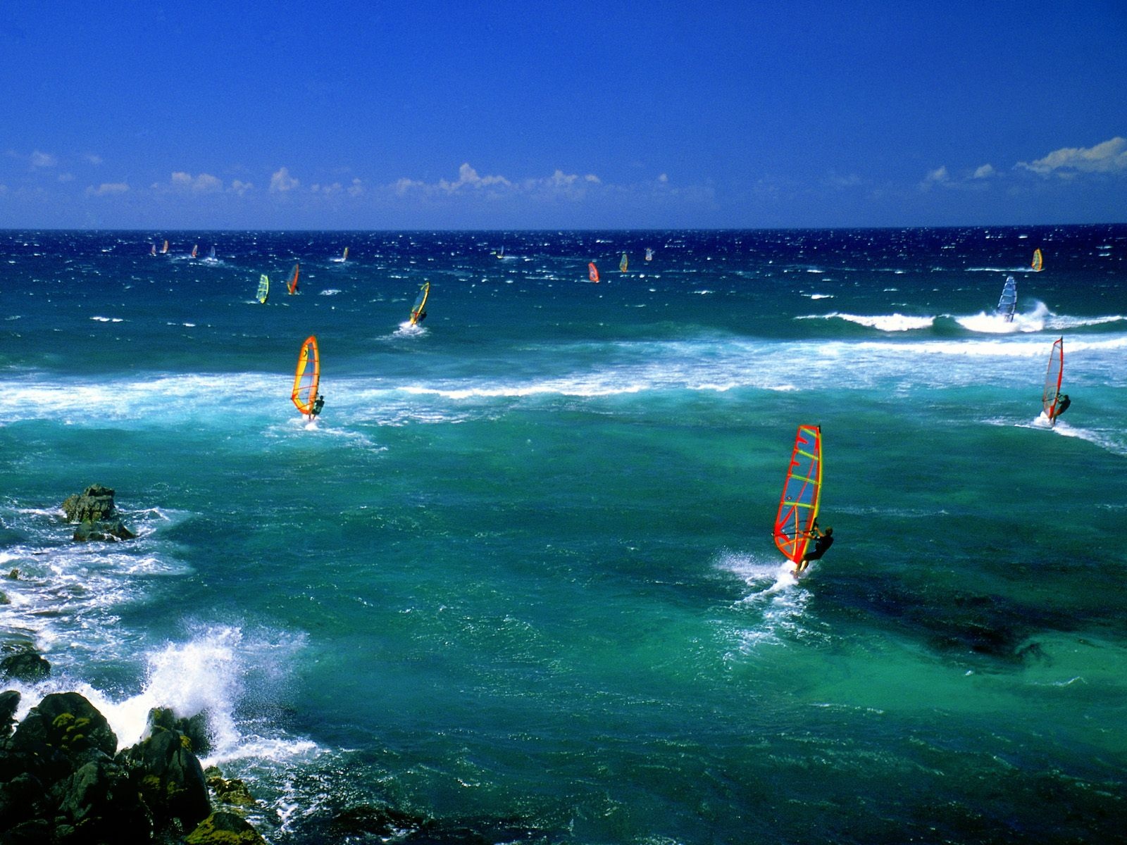 Windsurfers Maui Wallpaper Stock Photos