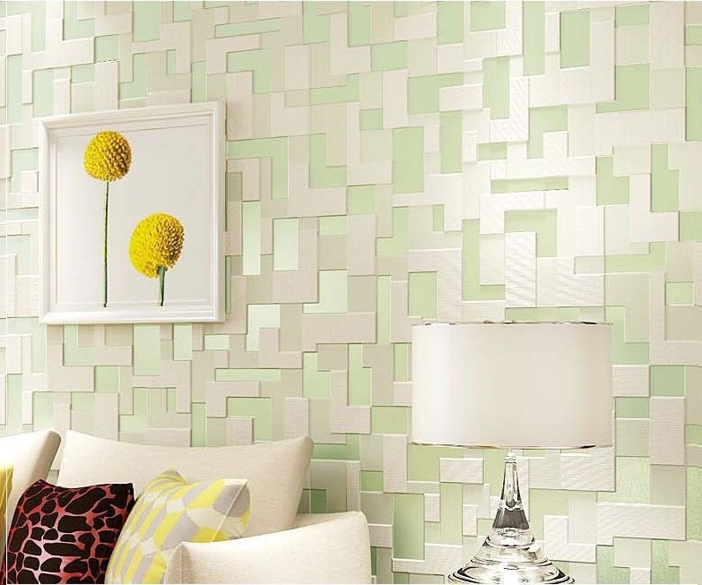 Green Yellow Light Grey Creamy White 3d Stereo Luxury Wallpaper