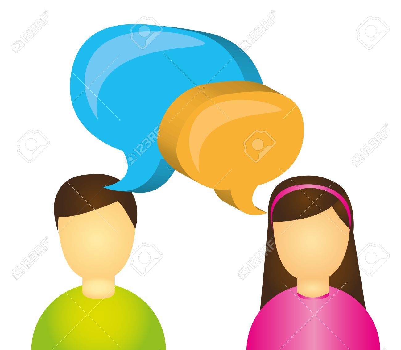 People With Thought Bubbles Isolated Over White Background Vector