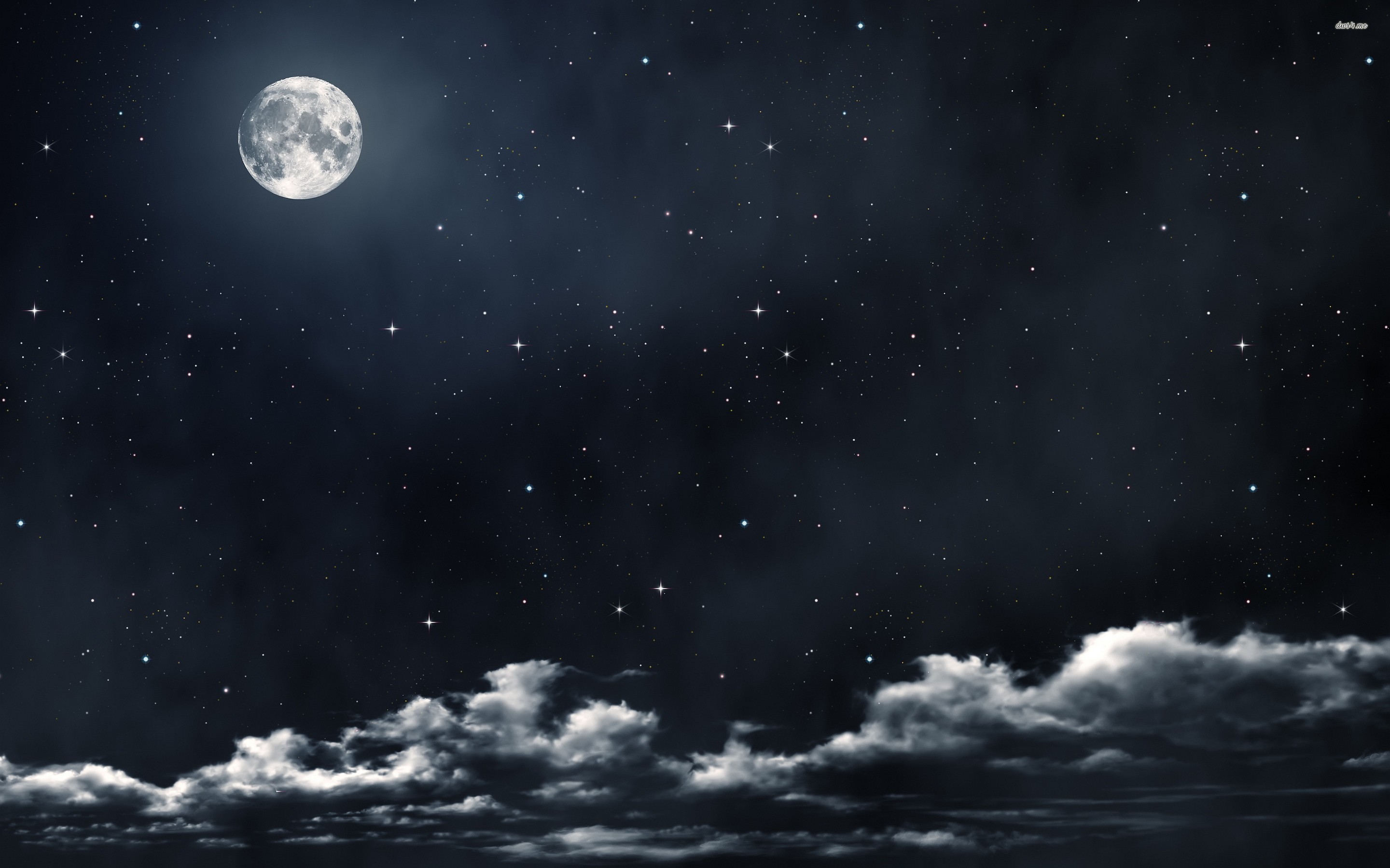 Full Moon And Stars Wallpaper Image