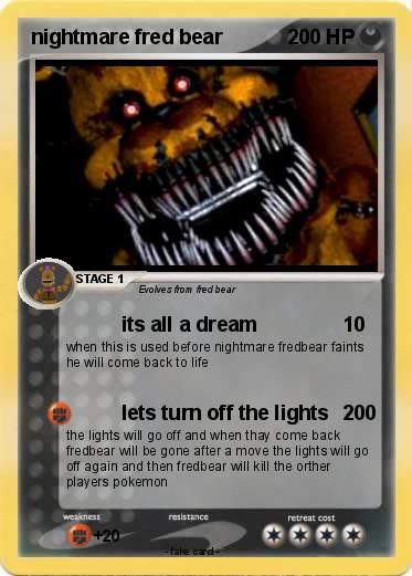 Pok Mon Nightmare Fred Bear Its All A Dream My Pokemon Card
