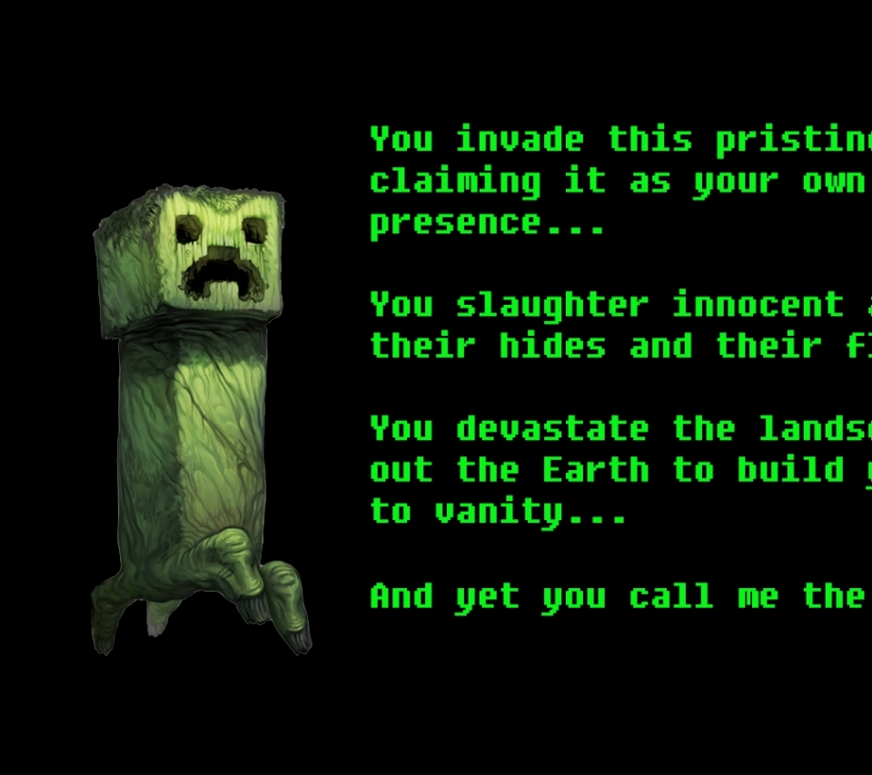 Text Monster Creeper Minecraft Wallpaper