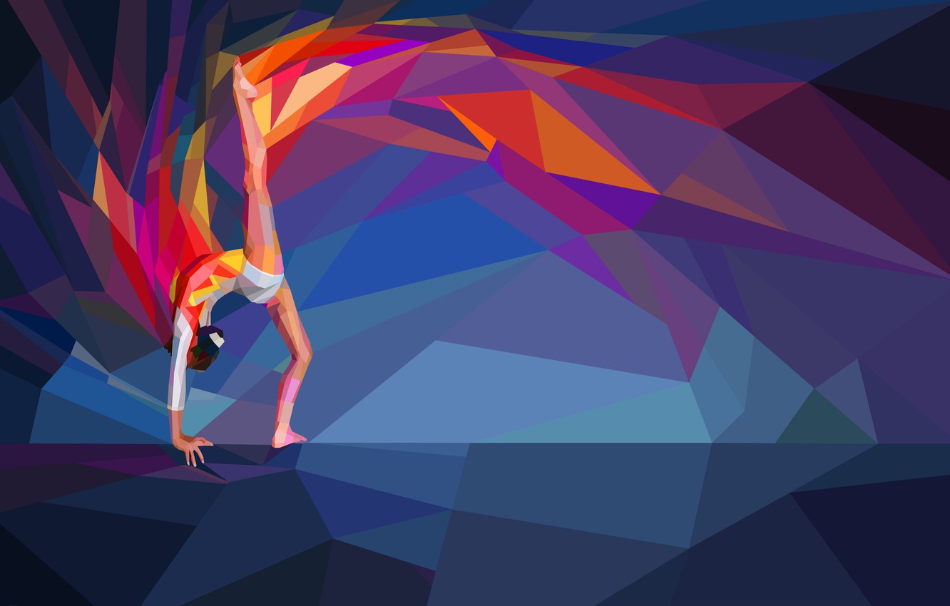Wallpaper Gymnastics Athlete Gymnast Low Poly Image For