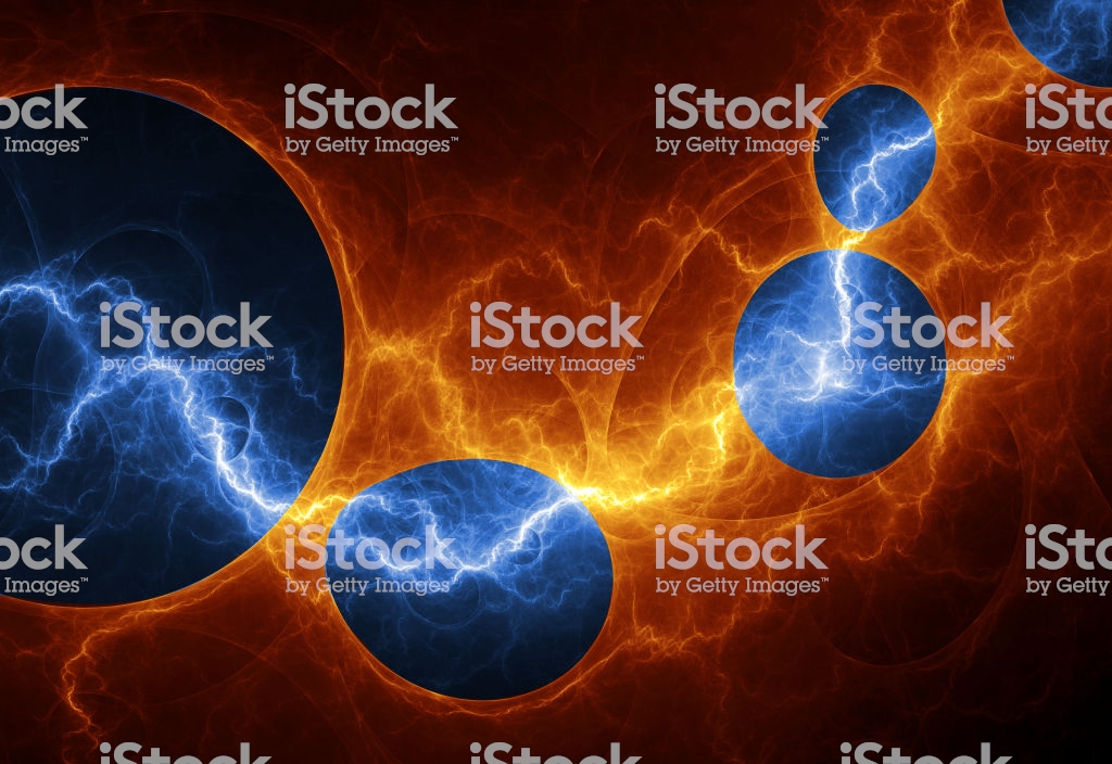Fire And Ice Abstract Lightning Background Clash Of The Elements
