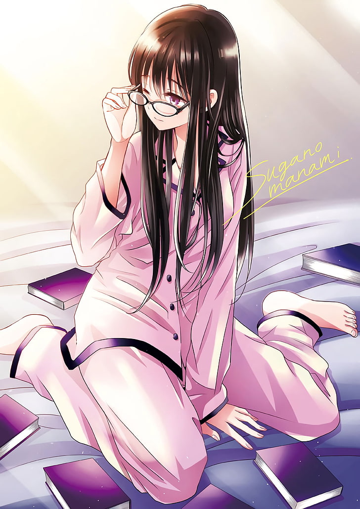 HD Wallpaper Anime Girls Pink Pajamas Long Hair