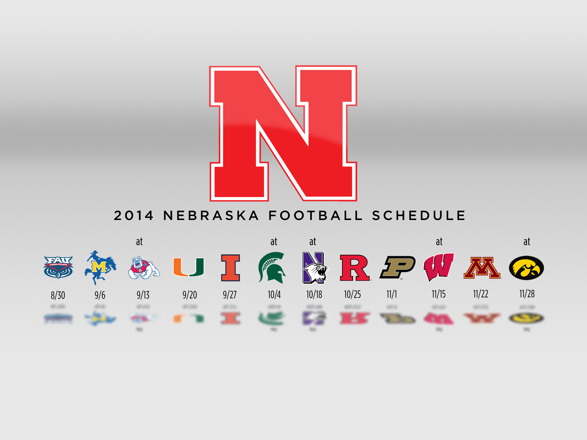White Background Nebraska Football Schedule Wallpaper iPad