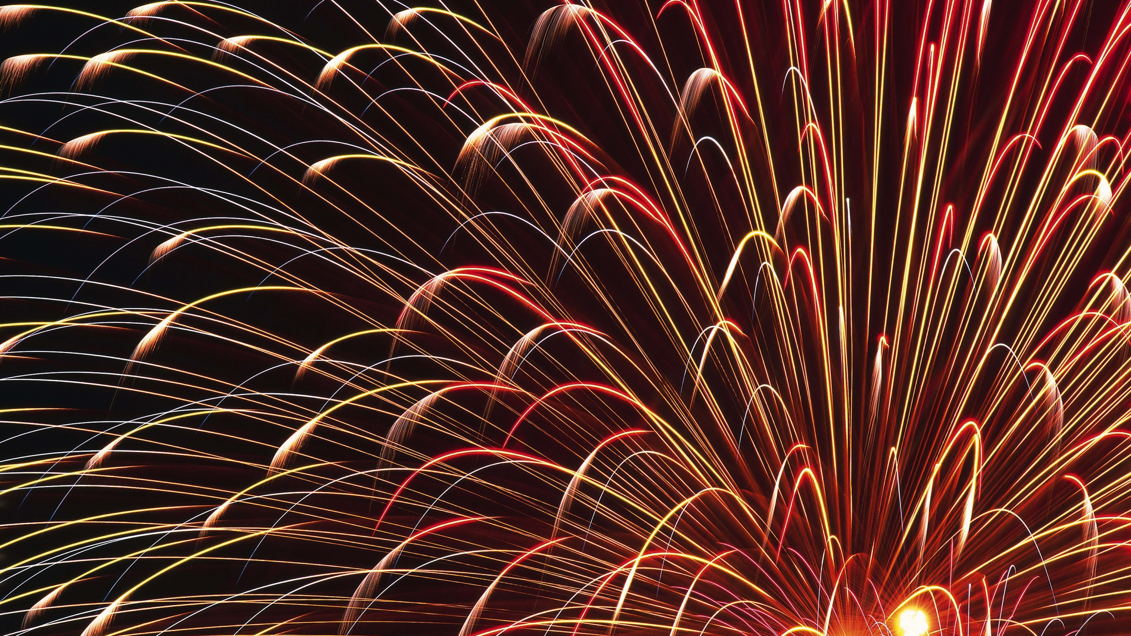 Shine Fireworks Flash Night Gold Wallpaper Background 4k Ultra HD
