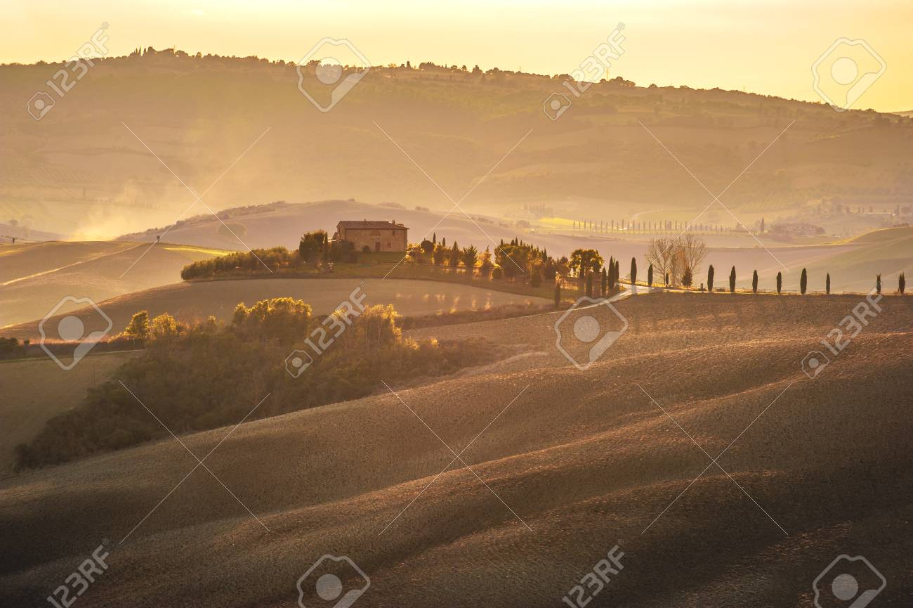Tuscan House With A Picturesque Background Stock Photo Picture
