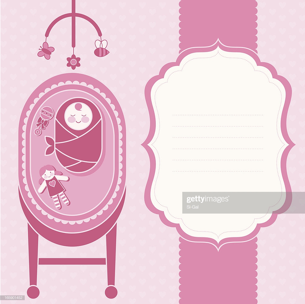 Baby Girl Birth Announcement Card High Res Vector Graphic Getty