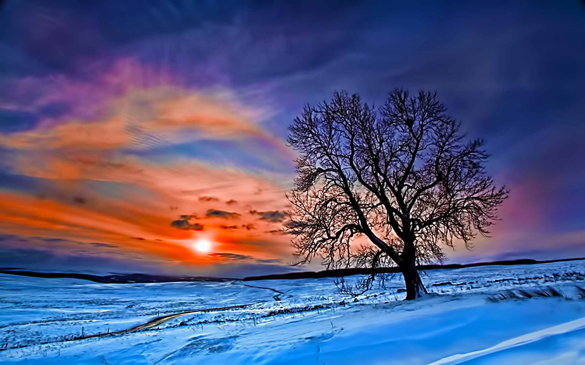 Beautiful Winter Sunset Wallpaper HD