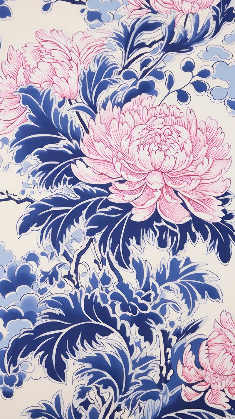 Navy Floral Background Image Wallpaper