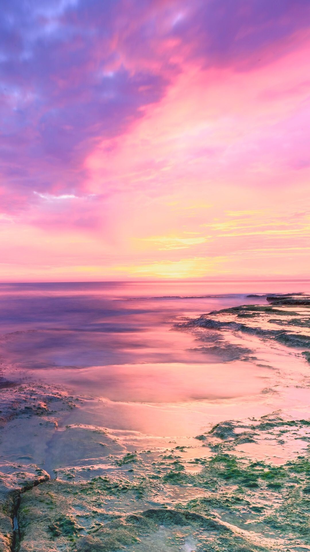 Pink Beach Sunset Wallpaper