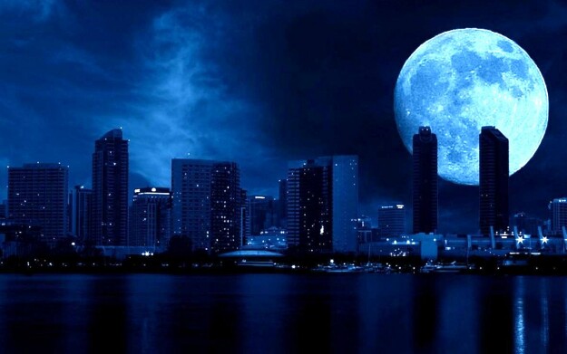 Big Blue Moon Of San Diego Water Sky City HD Wallpaper