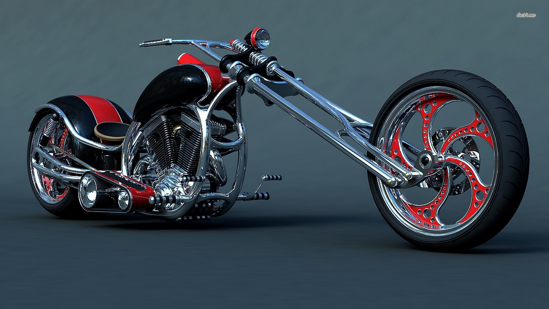 Custom Harley Davidson Chopper Motorcycle Wall