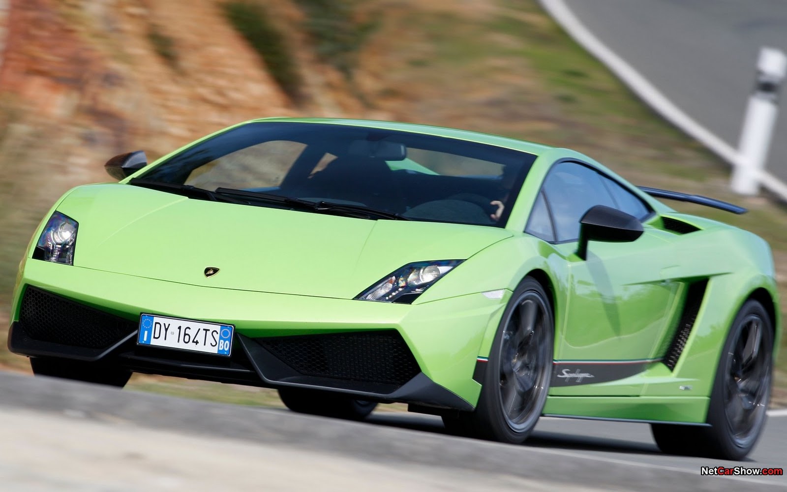 Lime Green Lamborghini Gallardo Superleggera on a Racetrack
