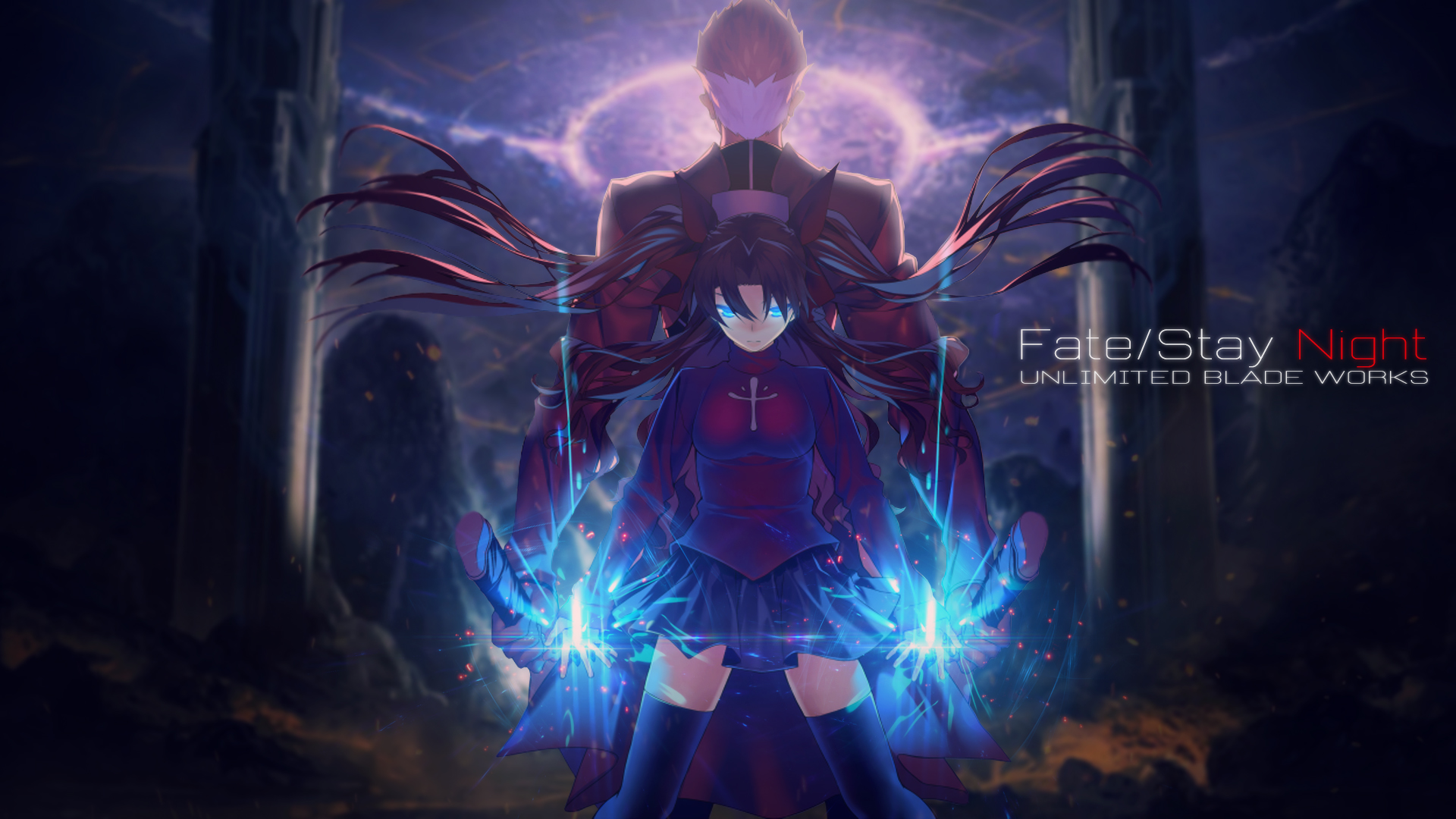 Fate Stay Night Ubw Archer And Rin Wallpaper By Trinexz On