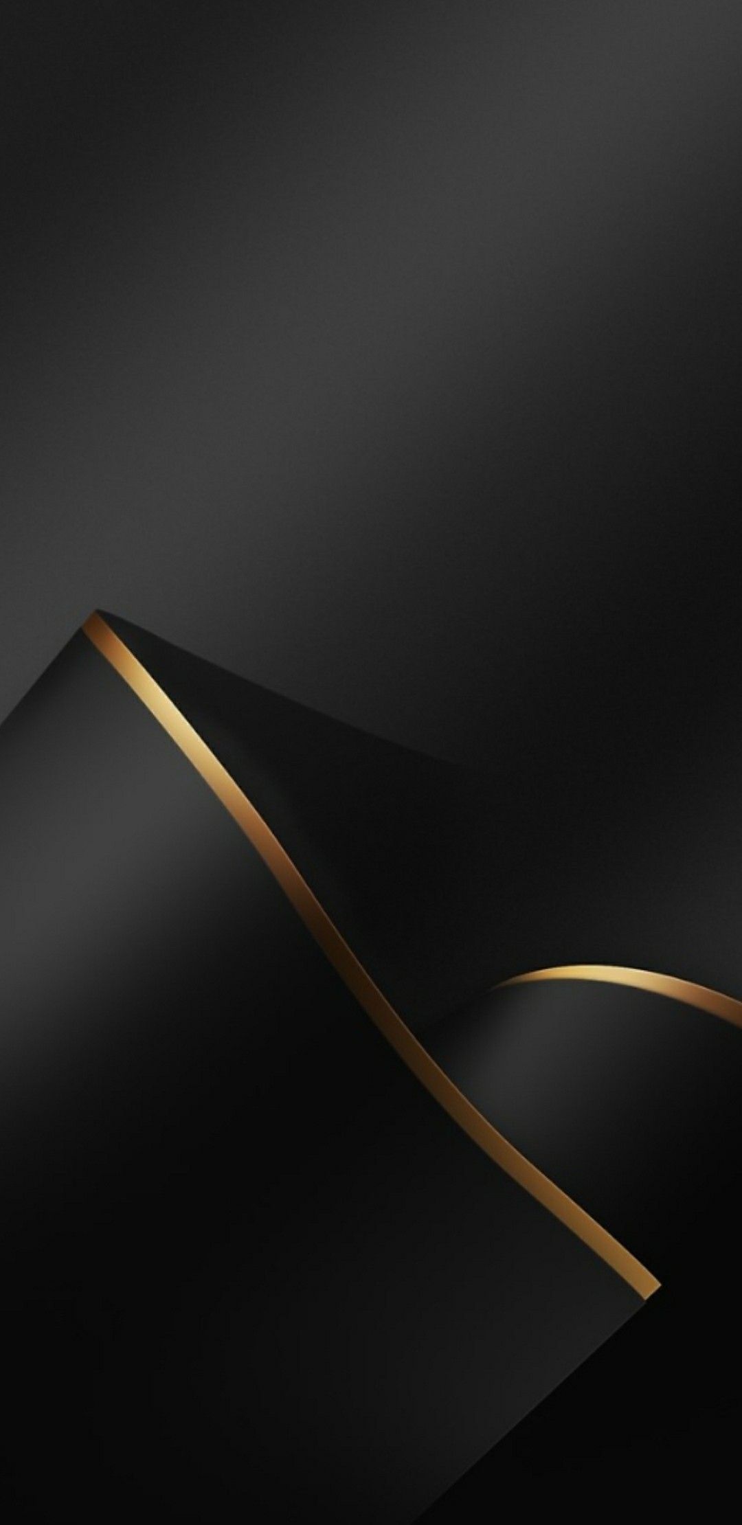 Abstract black and gold phone wallpaper with elegant, flowing lines