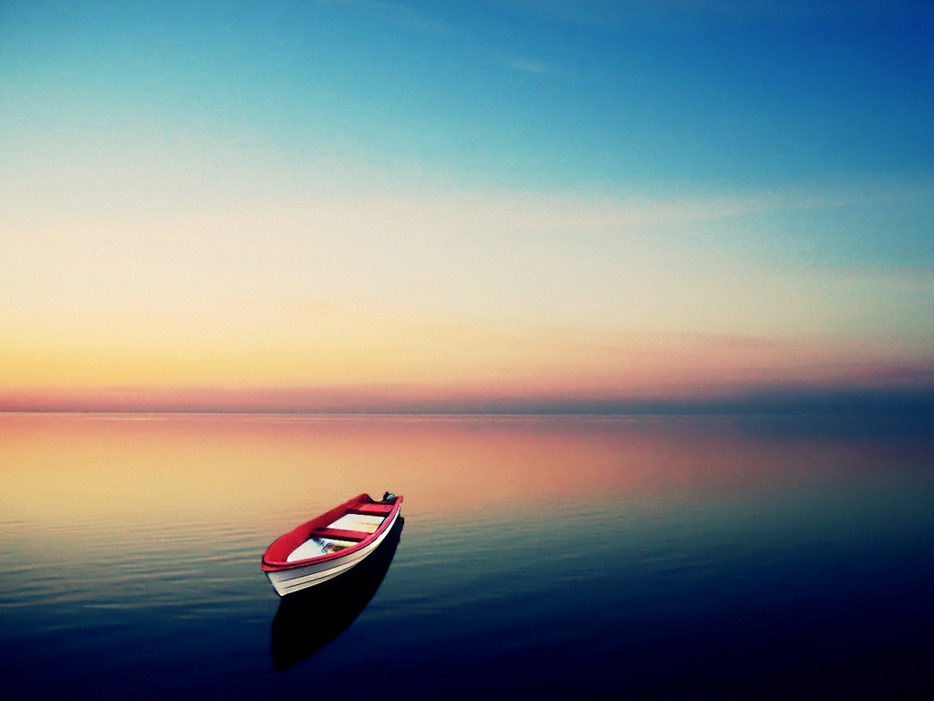 Wallpaper Boat Sea Water Surface Loneliness Night Sunset