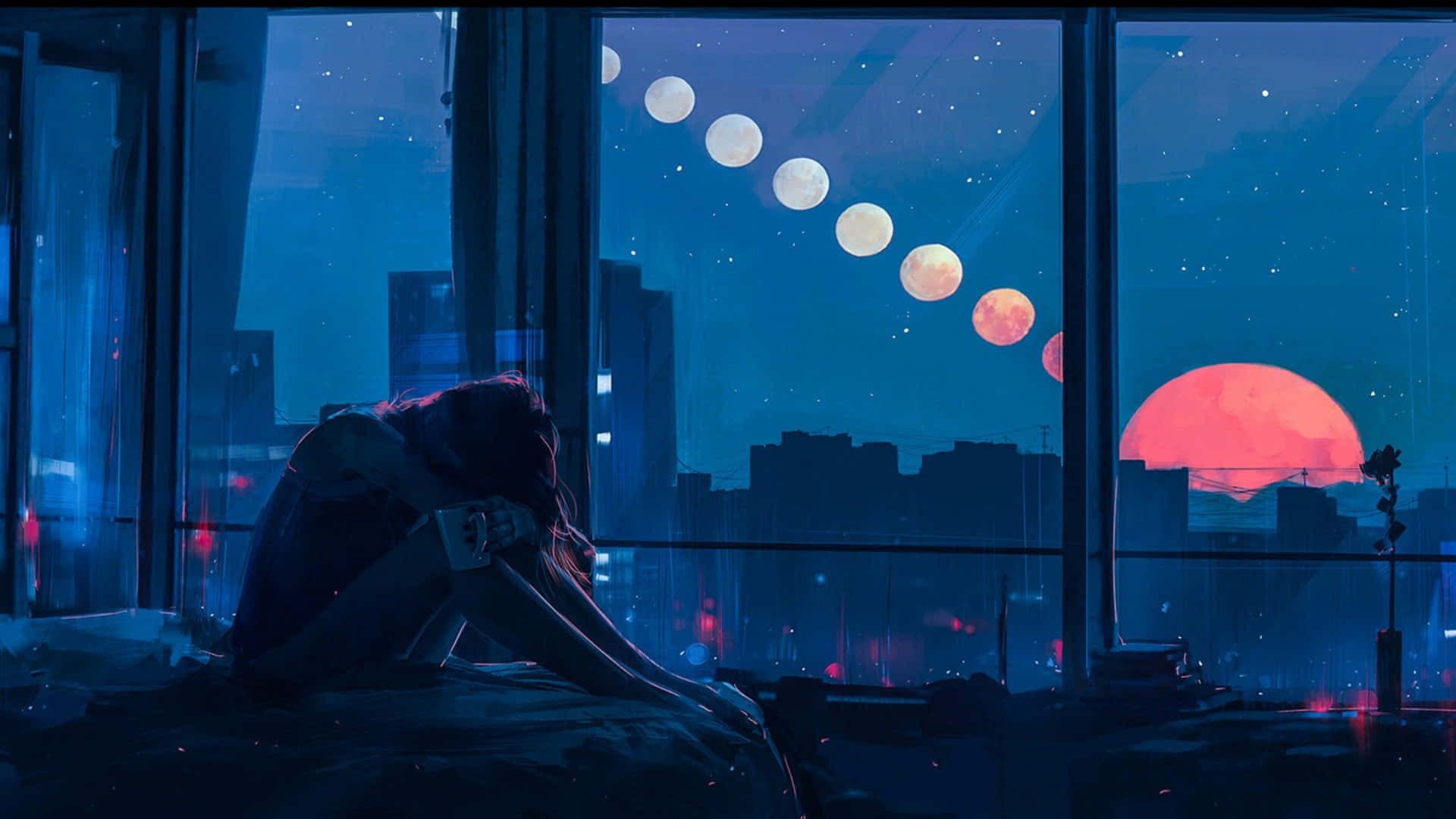Sad And Lonely Girl Aesthetic Anime Background Wallpaper