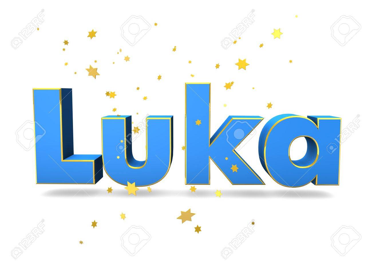 The Name Luka With Golden Stars On White Background Stock