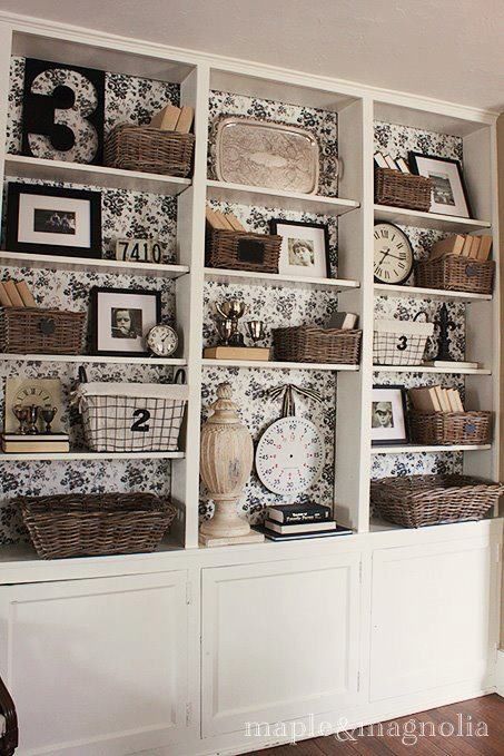 Using Wallpaper On Shelves So Pretty And More Easily Changed Than A