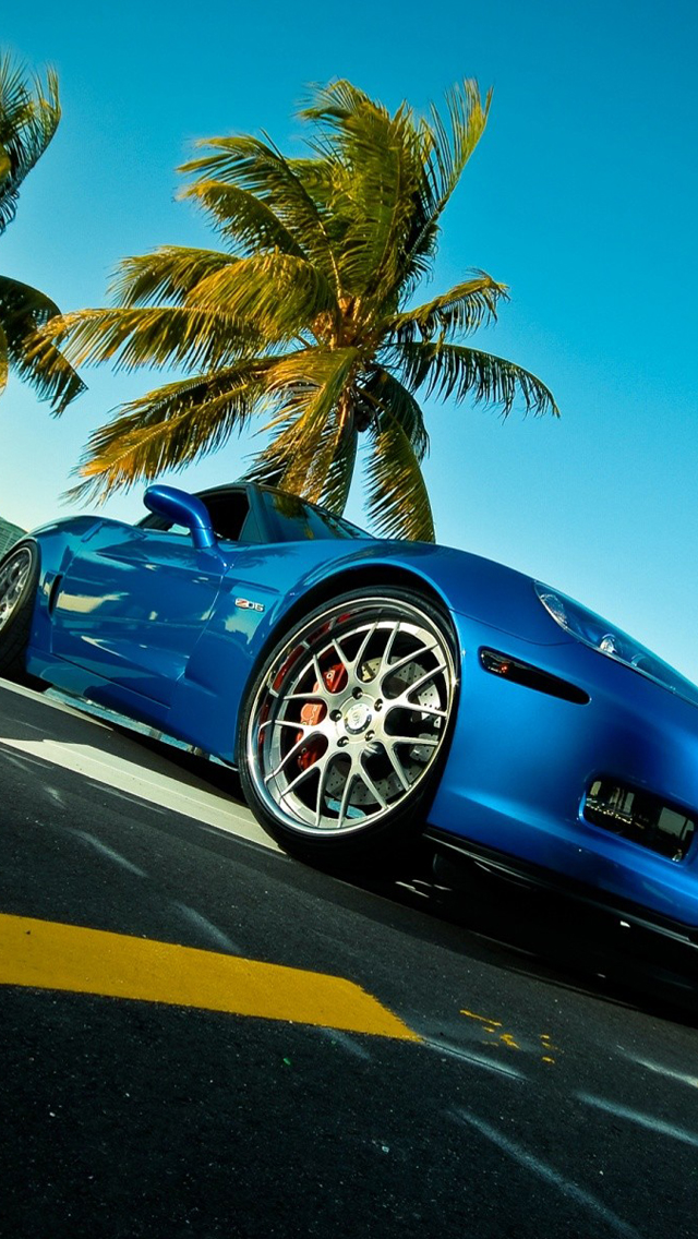Chevy Wallpaper For iPhone Blue Corvette